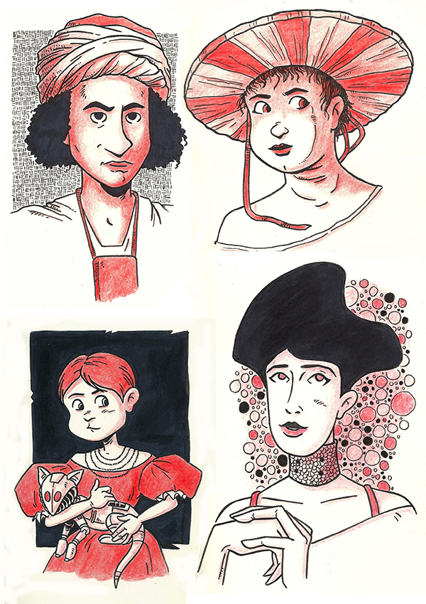 Four More Portrait Challenge Drawings
