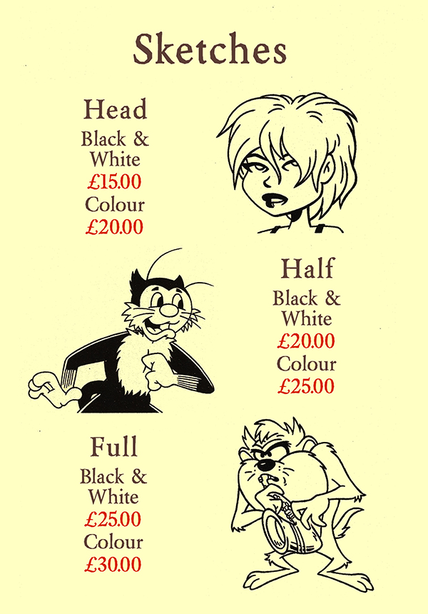 Sketch Comission Price List