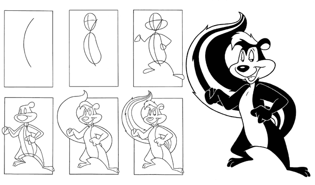How to draw Pepe Le Pew