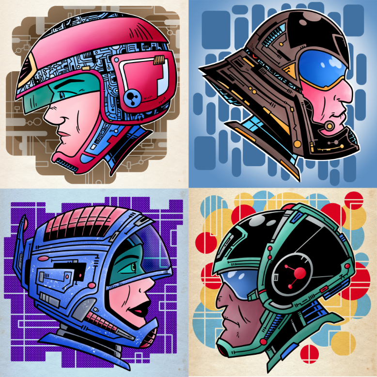 Four Sci-Fi Helmet Designs