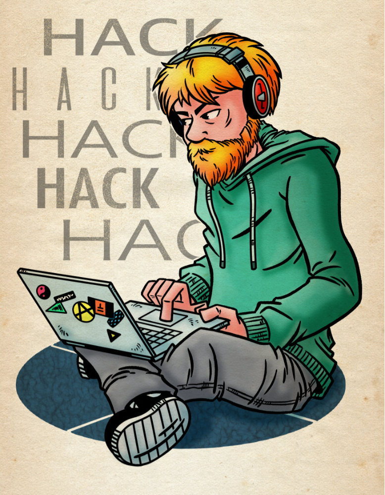 Man using a laptop computer