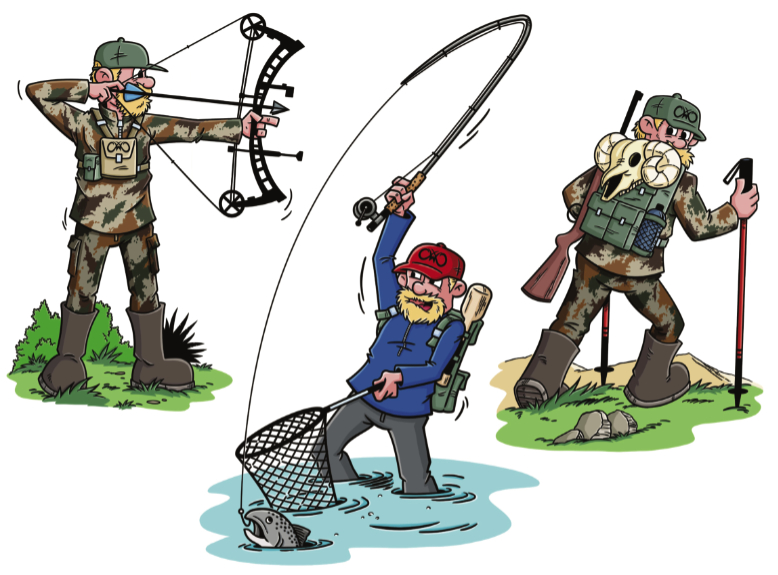 3 pictures of a hunter