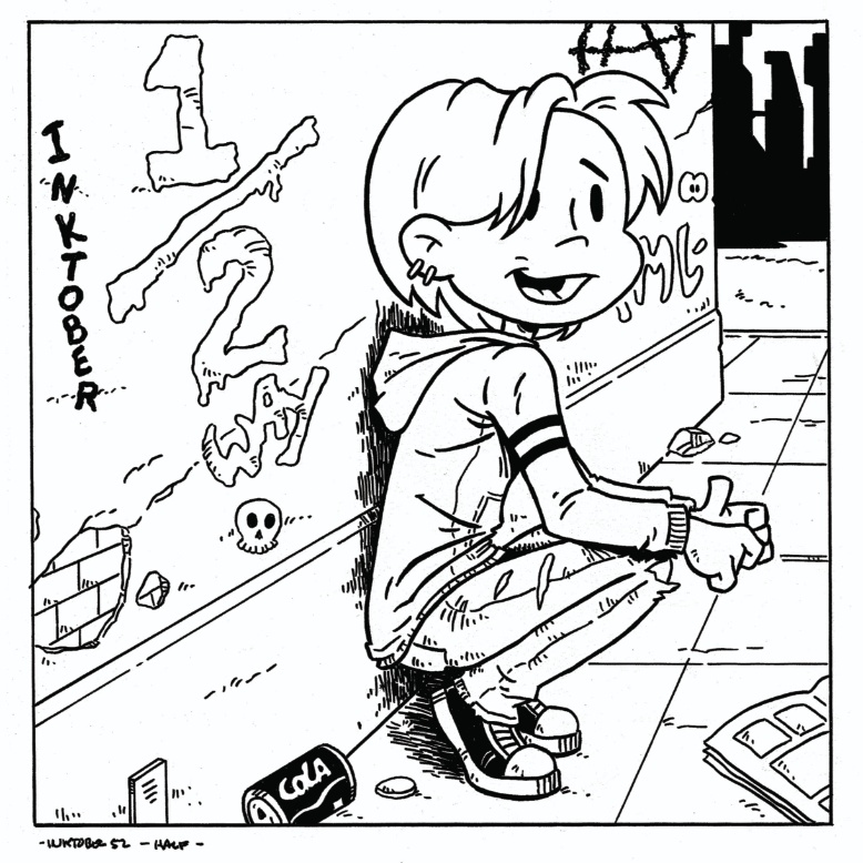 Inktober 2020 week 26: Half