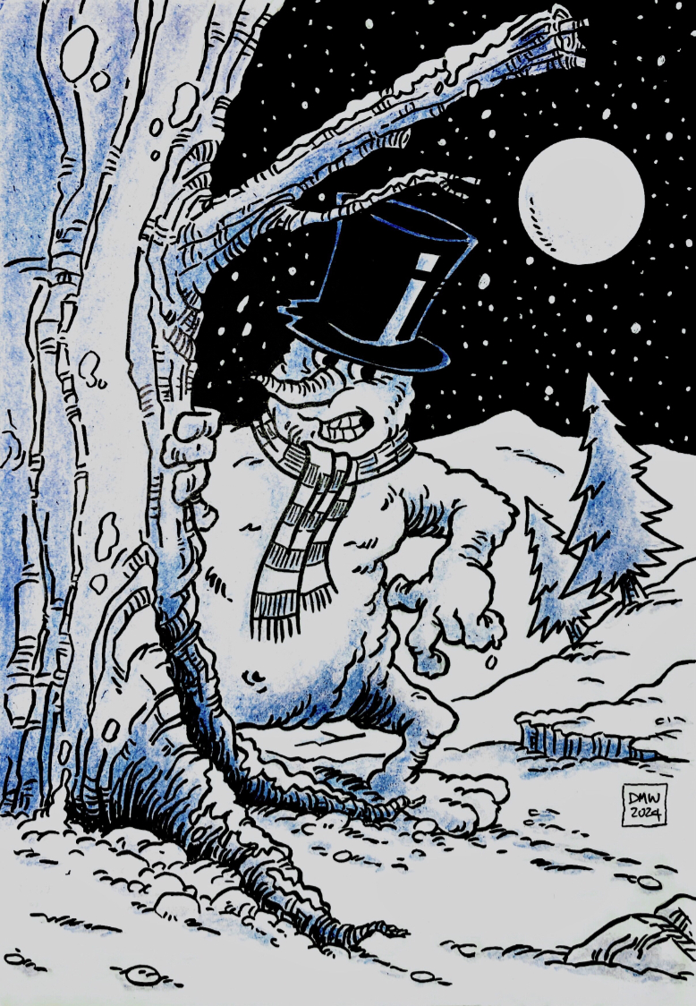 Xmas doodle featuring a snowman