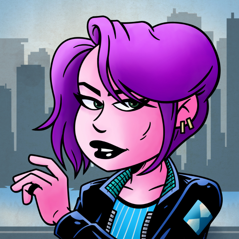 Woman with purple hair