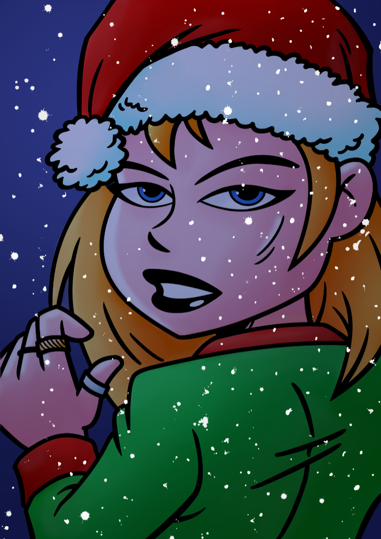 Woman wearing a Santa Hat